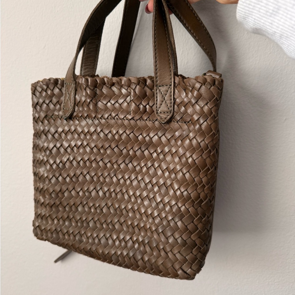 Brown Woven Leather Tote Bag
